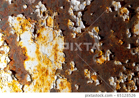 Cracked paint on rusty metal as abstract Cracked paint on rusty metal as abstract 65128526