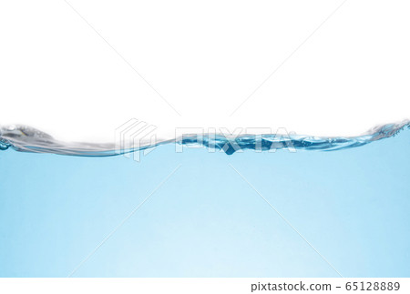 Clean light blue water wave isolated on white 65128889