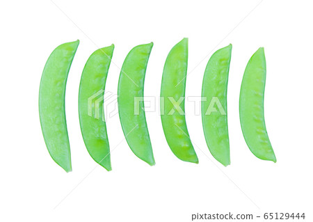 Sugar Pea, Snow peas isolated on white background 65129444