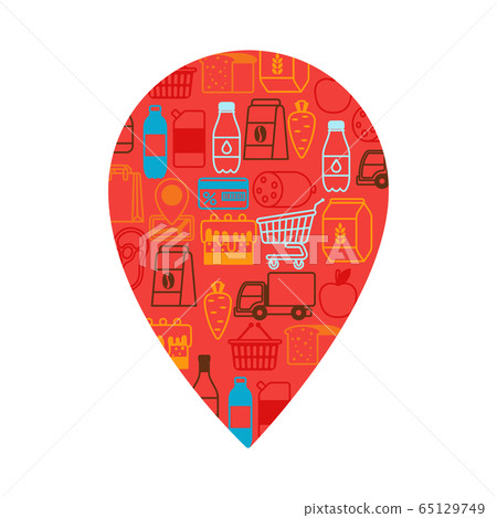 Supermarket background with food icons. Supermarket background with food icons. 65129749