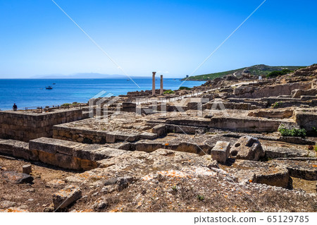 Columns in Tharros archaeological site, Sardinia 65129785