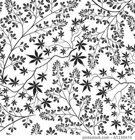 Floral pattern. Flower seamless background. Wallpaper with flowers in far eastern oriental style. 65130474