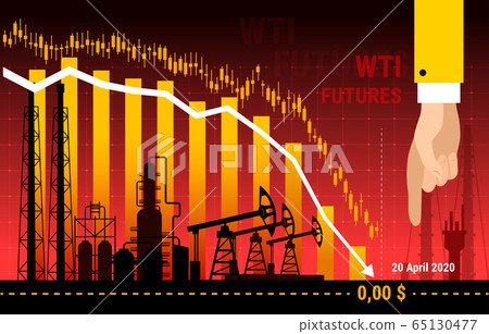 Oil crisis 2020 concept. WTI oil futures price fall. Vector illustration 65130477