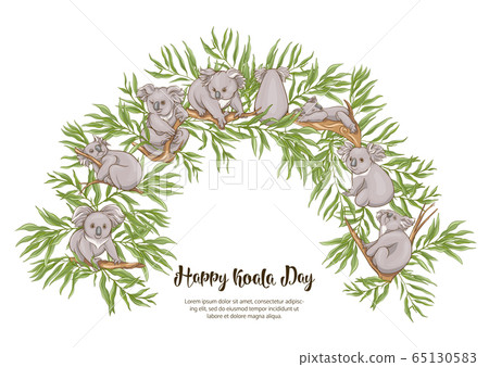 Koala and eucalyptus. Clip art, template design Koala and eucalyptus. Clip art, template design 65130583