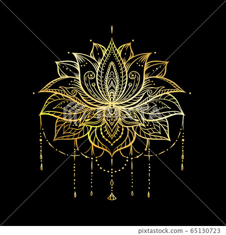 Ornate Lotus flower. Ayurveda symbol of harmony Ornate Lotus flower. Ayurveda symbol of harmony 65130723