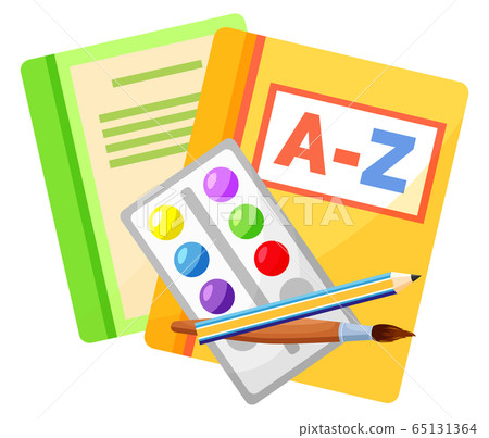 School Books to Learn Alphabet and Paint Palette 65131364