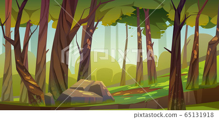 Cartoon forest background, nature park landscape 65131918