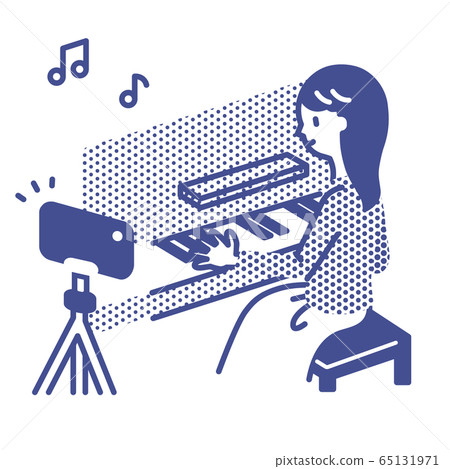 A piano classroom where you can remotely teach online from home 65131971