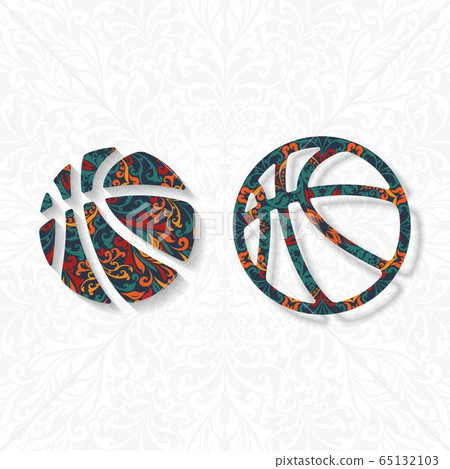 African pattern basketball balls abstract silhouette 65132103
