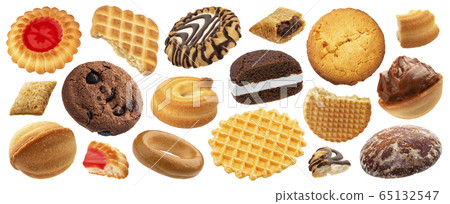 Cookies and biscuits collection isolated on white background 65132547