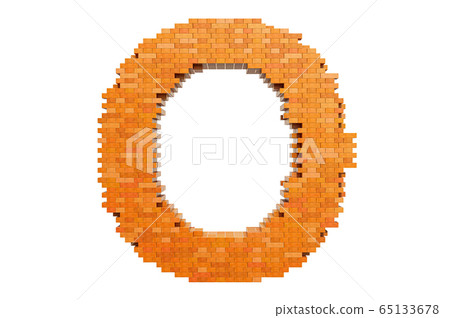 Bricks font, letter O from building bricks. 3D 65133678