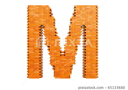 Bricks font, letter M from building bricks. 3D Bricks font, letter M from building bricks. 3D 65133680