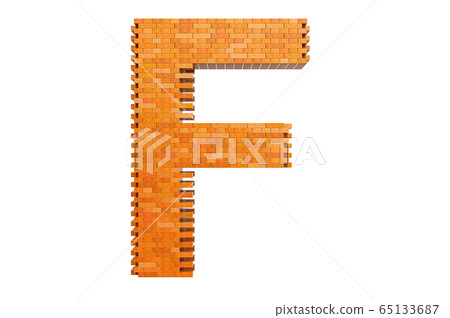 Bricks font, letter F from building bricks. 3D - Stock Illustration ...