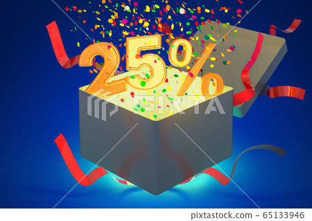 Gift box with 25 percent inside. Holidays discount 65133946