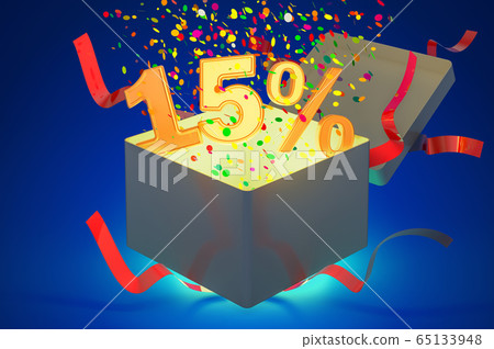 Gift box with 15 percent inside. Holidays discount 65133948