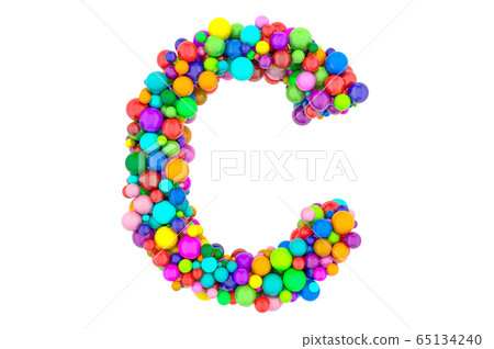 Letter C from colored balls, 3D rendering Letter C from colored balls, 3D rendering 65134240