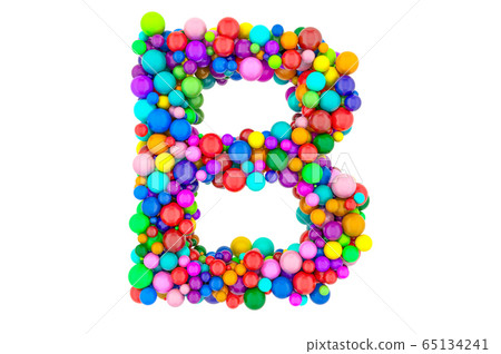 Letter B from colored balls, 3D rendering Letter B from colored balls, 3D rendering 65134241