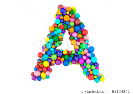 Letter A from colored balls, 3D rendering Letter A from colored balls, 3D rendering 65134242