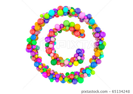 Copyright sign from colored balls, 3D rendering Copyright sign from colored balls, 3D rendering 65134248