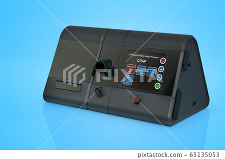 CPAP Machine on blue background. 3D rendering 65135053