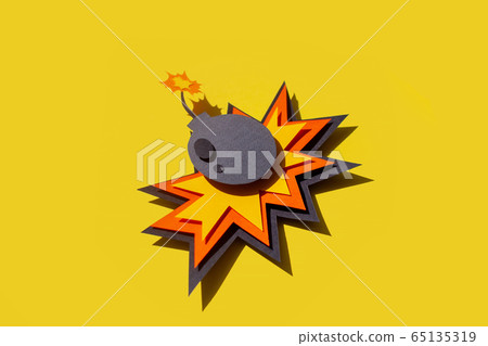 Handmade colorful paper cutting bomb. Pop art and comic style. Handmade colorful paper cutting bomb. Pop art and comic style. 65135319