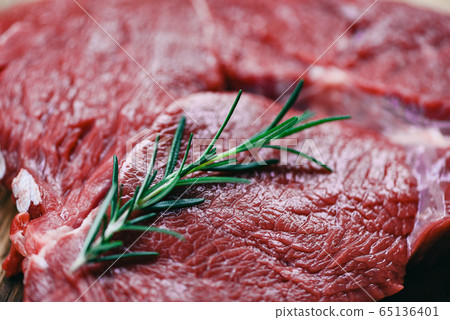 Fresh beef sliced animal protein - Close up of Fresh beef sliced animal protein - Close up of 65136401