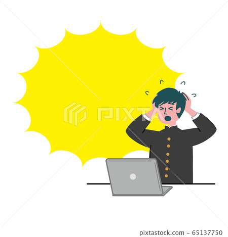 Gakuran student male computer shocked impatient - Stock Illustration ...