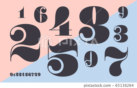 Number font. Font of numbers in classical french didot style 65138264