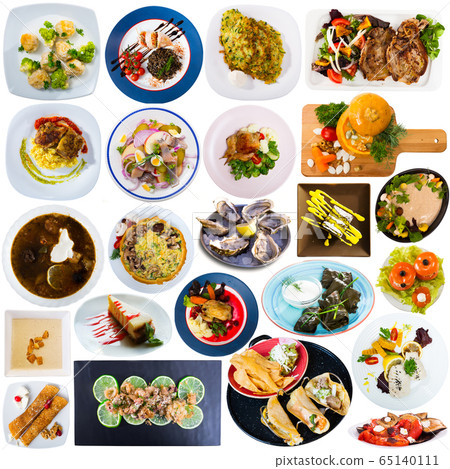 Collage of different meals isolated Collage of different meals isolated 65140111