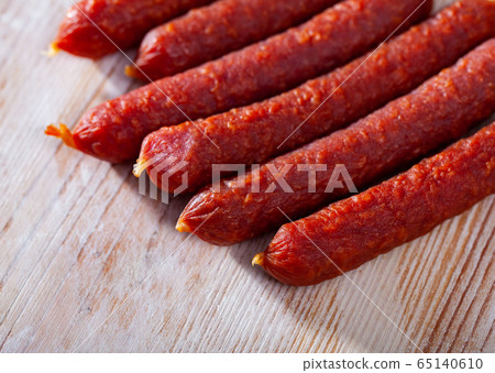 Close up view of tyrolean sausages 65140610