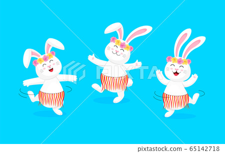 Cute cartoon rabbit character set in dance. Cute cartoon rabbit character set in dance. 65142718