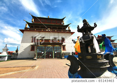 The Gandantegchinlen Monastery is a Tibetan-style Buddhist monastery in the Mongolian capital of Ulaanbaatar, Mongolia The Gandantegchinlen Monastery is a Tibetan-style Buddhist monastery in the Mongolian capital of Ulaanbaatar, Mongolia 65143463