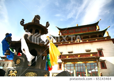 The Gandantegchinlen Monastery is a Tibetan-style Buddhist monastery in the Mongolian capital of Ulaanbaatar, Mongolia The Gandantegchinlen Monastery is a Tibetan-style Buddhist monastery in the Mongolian capital of Ulaanbaatar, Mongolia 65143464