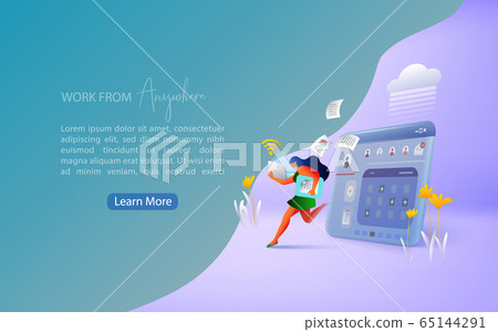 Concept of remote working and work from anywhere. Concept of remote working and work from anywhere. 65144291