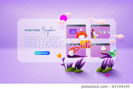Concept of remote working and work from anywhere. Concept of remote working and work from anywhere. 65144295