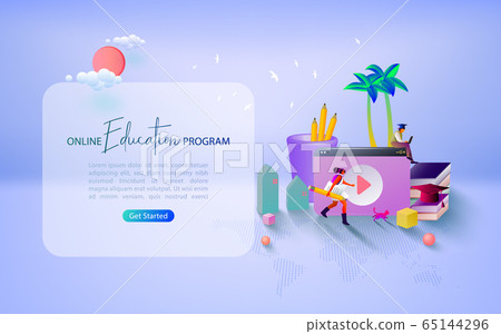 Concept of online education for banner and Concept of online education for banner and 65144296