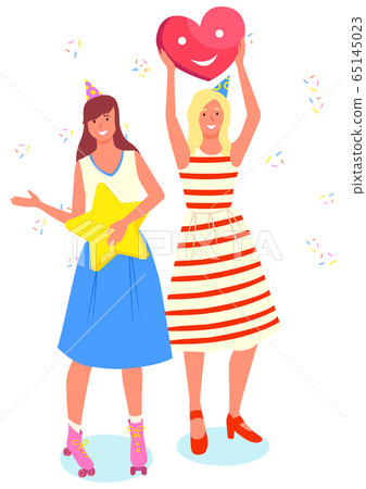 Female Friends in Photozone Posing with Balloons 65145023