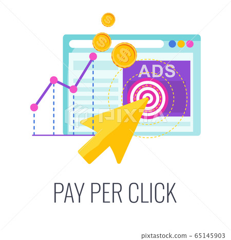Pay per click infographics pictogram. Internet advertising model. Pay per click infographics pictogram. Internet advertising model. 65145903