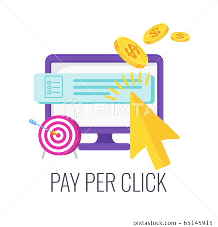 Pay per click infographics pictogram. Internet advertising model. Pay per click infographics pictogram. Internet advertising model. 65145915