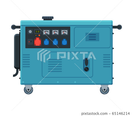 Portable Power Generator on Wheels, Diesel Electrical Engine Equipment Vector Illustration Portable Power Generator on Wheels, Diesel Electrical Engine Equipment Vector Illustration 65146214