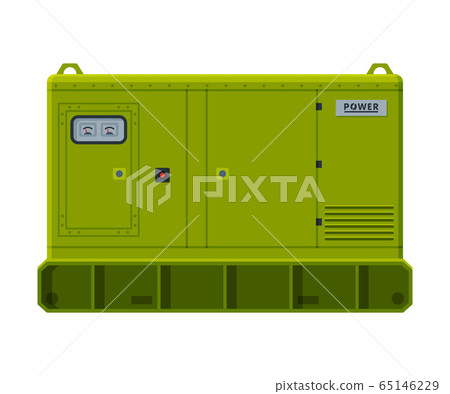 Industrial Power Immovable Generator, Diesel Electrical Engine Equipment Vector Illustration 65146229