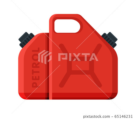 Oil Fuel Jerrycan, Red Plastic Canister for Gasoline Vector Illustration Oil Fuel Jerrycan, Red Plastic Canister for Gasoline Vector Illustration 65146231