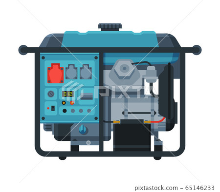 Power Immovable Generator, Diesel, Gasoline Electrical Engine Equipment Vector Illustration 65146233
