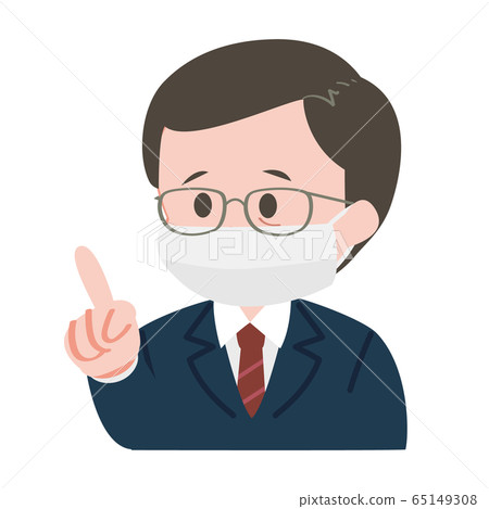 Middle-aged office worker advice laughing mask 65149308