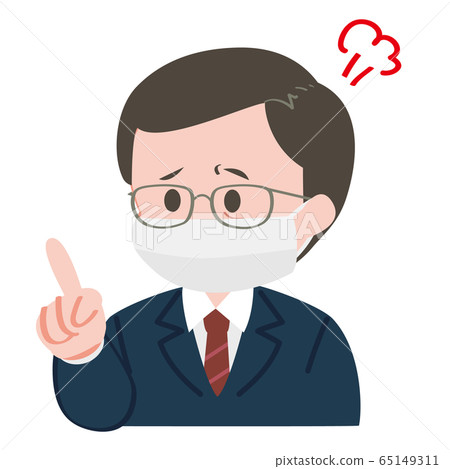 Middle-aged office worker's mask pointing Middle-aged office worker's mask pointing 65149311