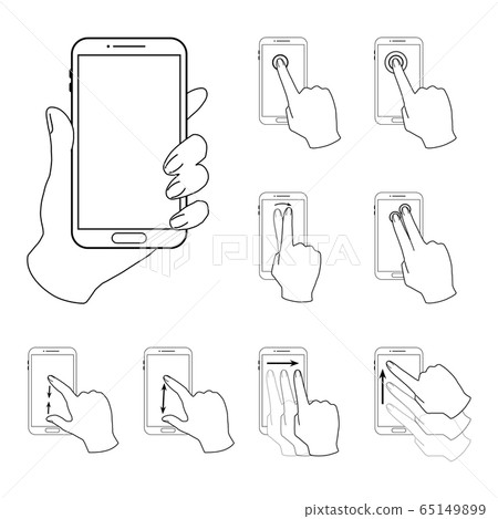 Handset line drawing for operating a smartphone 65149899