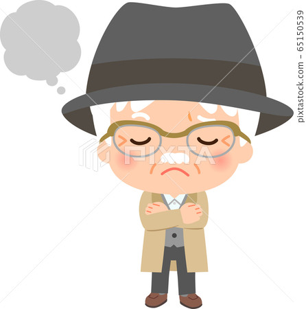 Fashionable senior man who is worried 65150539