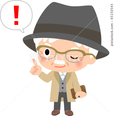 Fashionable senior man who came up with an idea 65150543