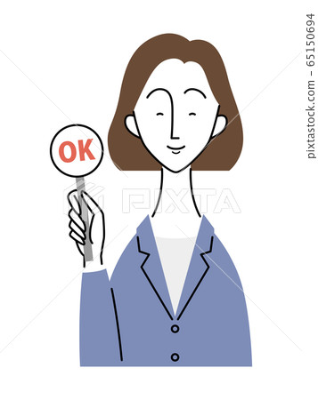 Business woman with ok tag Business woman with ok tag 65150694