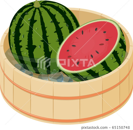 Vector illustration of watermelon chilled in a tub 65150748